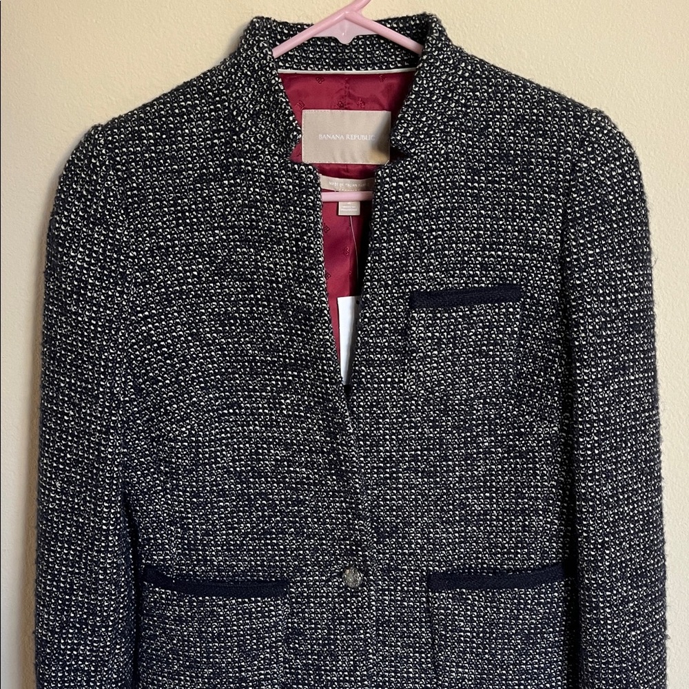 Banana Republic Navy Tweed Blazer